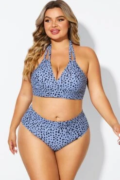 V-Neck Black Dots Printed Halter Sexy Bikini Top -Trendy Bikini Set Sales Store b debk002007 6