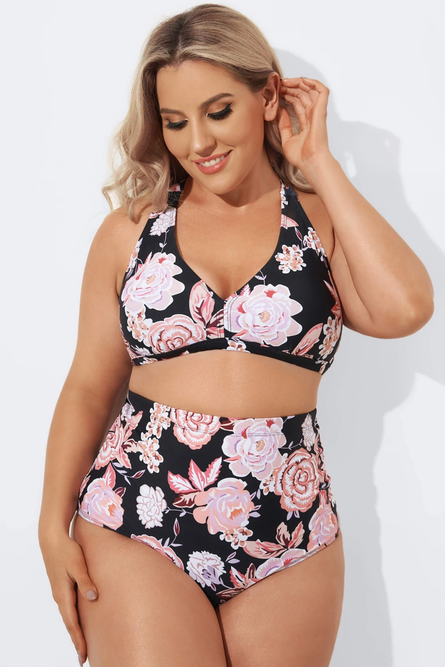 Multi Pattern Halter High Waist Bikini Set 1 Multi Pattern Halter High Waist Bikini Set