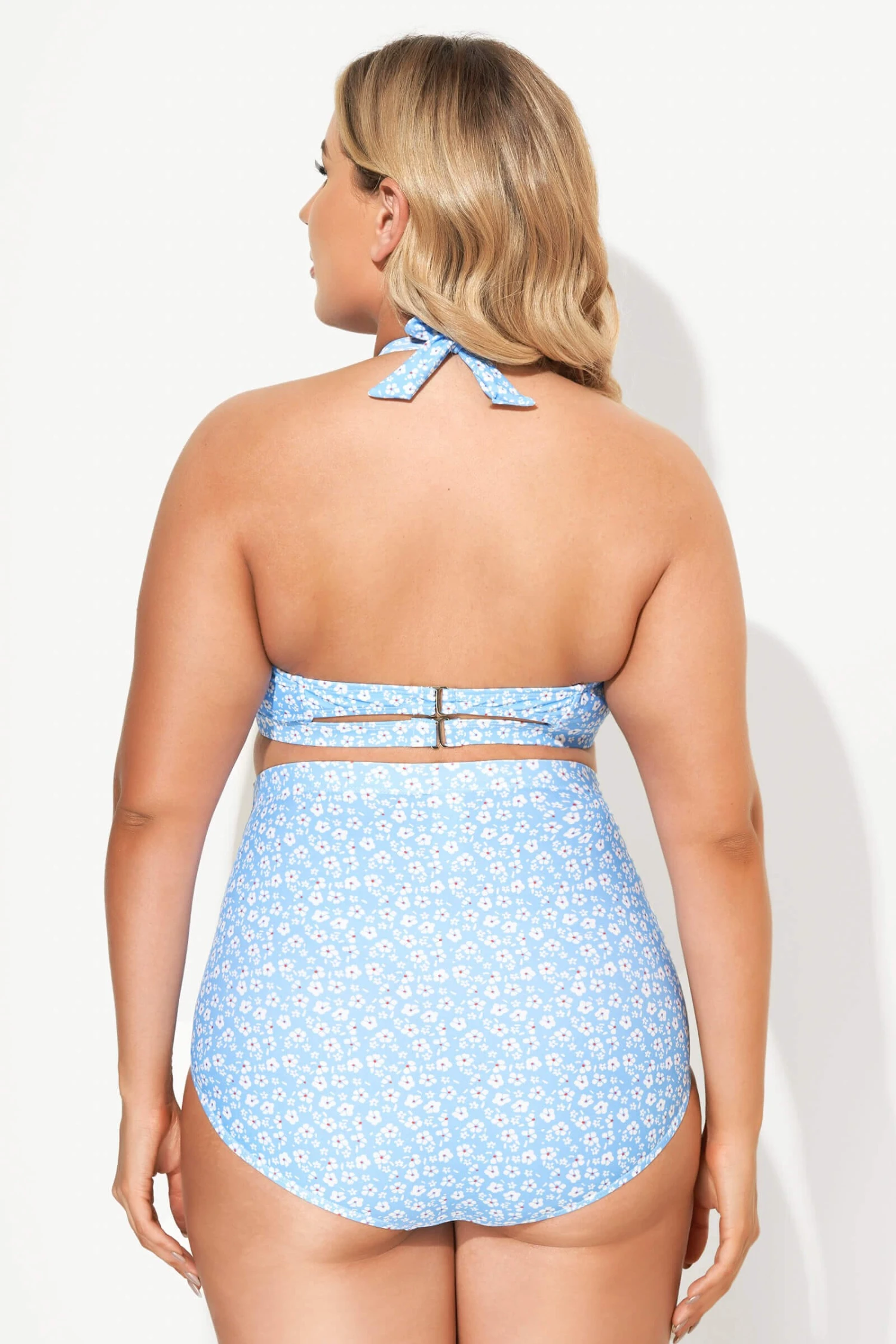 Blue Floral High Waist Bikini Set For Lady 2 Blue Floral High Waist Bikini Set For Lady - Image 2