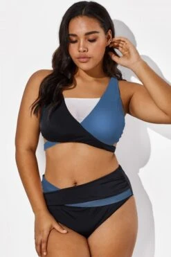 V-Neck Colorblock Stylish Wrap Swimsuits Bikini Top -Trendy Bikini Set Sales Store b debk015005 33 1