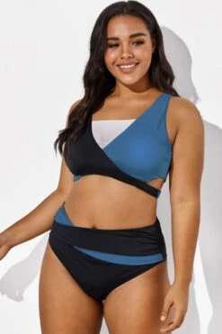 V-Neck Colorblock Stylish Wrap Swimsuits Bikini Top -Trendy Bikini Set Sales Store b debk015005 44 1