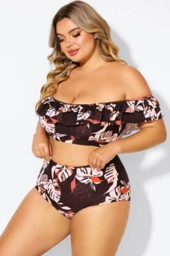 Flower Print Ruffle Women Bikini Top -Trendy Bikini Set Sales Store b debk051002 4