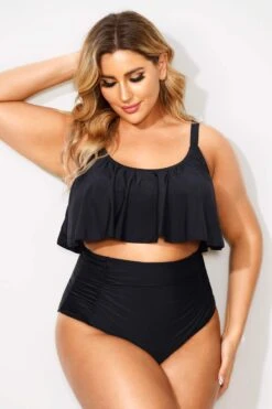 Black Sexy Scoop Neck High Waist Bikini Set -Trendy Bikini Set Sales Store b debk063001 4