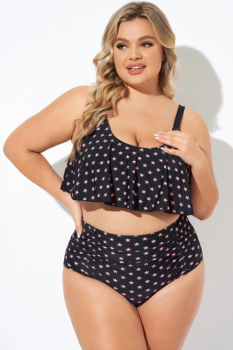 Star Pattern Ruffle Women Bikini Top 1 Star Pattern Ruffle Women Bikini Top
