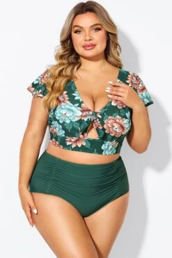 Floral Print Retro Women Bikini Top With Sleeves 11 Floral Print Retro Women Bikini Top With Sleeves -Trendy Bikini Set Sales Store b debk072006 4