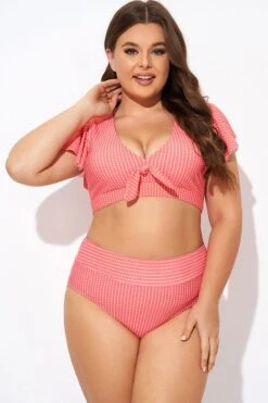 Featured Products 11 Starfish Coral Dots Flutter Sleeve Swim Bikini Top