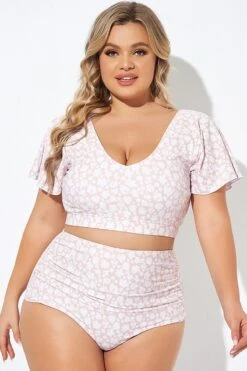 Floral Print V-neck Flutter Sleeve Bikini Top 8 Floral Print V-neck Flutter Sleeve Bikini Top -Trendy Bikini Set Sales Store b debk108002 3