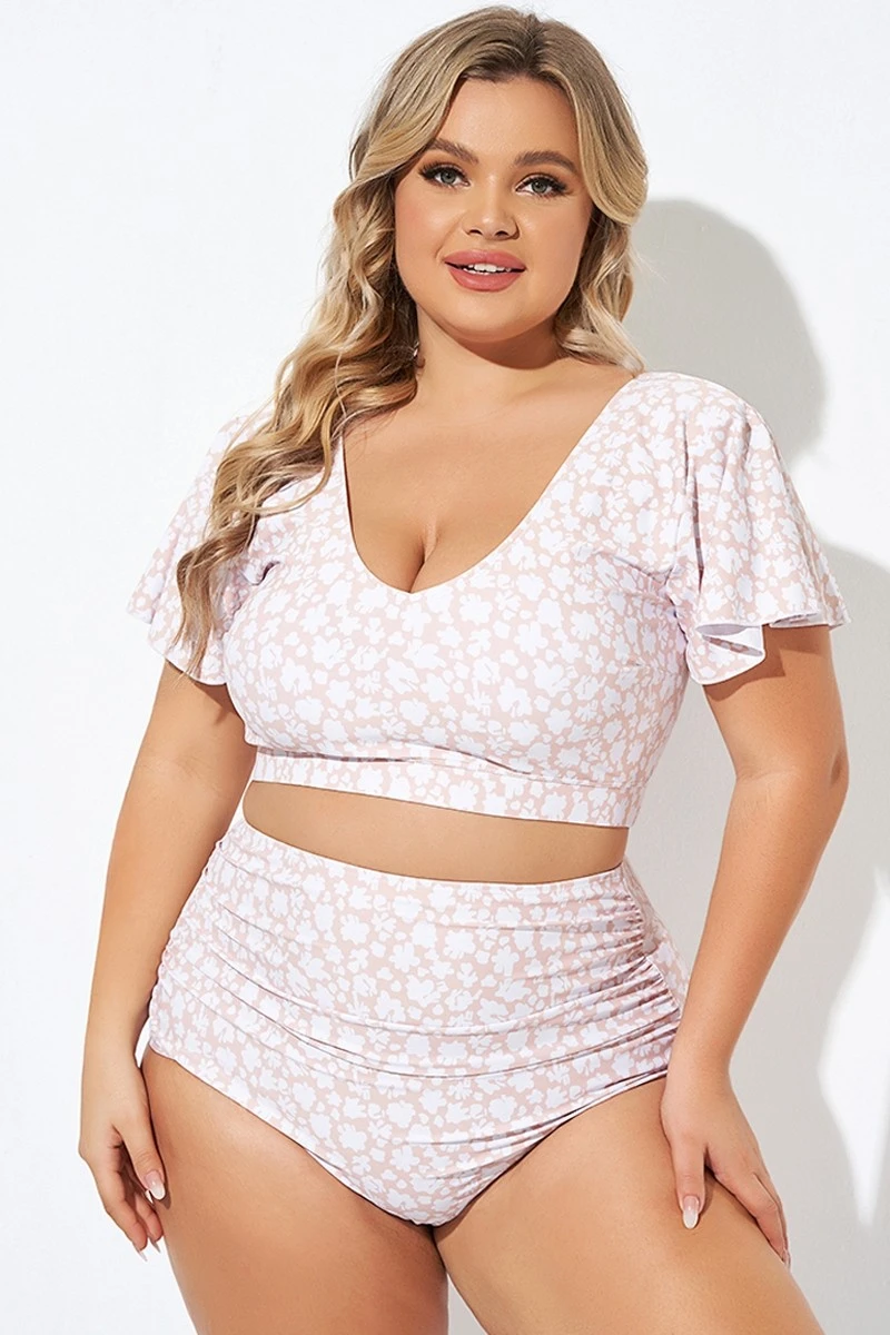 Floral Print V-neck Flutter Sleeve Bikini Top 6 Floral Print V-neck Flutter Sleeve Bikini Top - Image 6