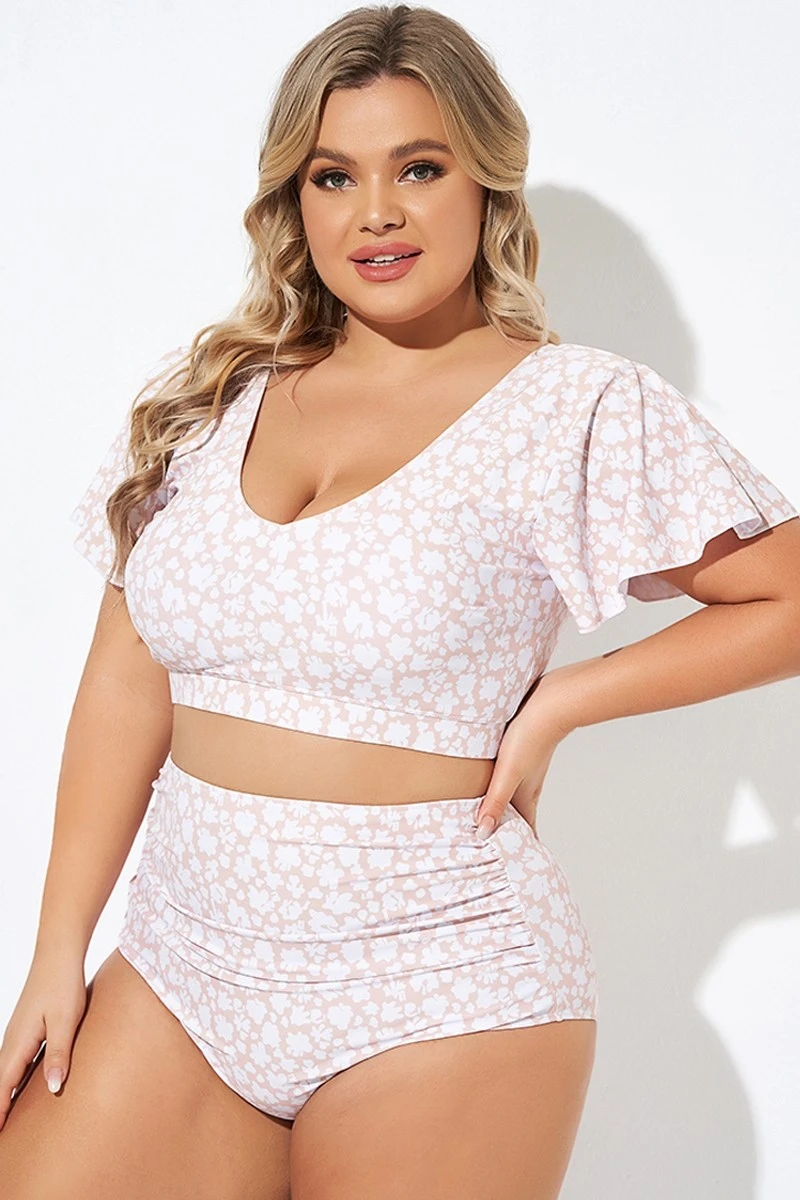 Floral Print V-neck Flutter Sleeve Bikini Top 4 Floral Print V-neck Flutter Sleeve Bikini Top - Image 4