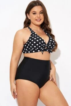 Polka Dot V Neck Front Knot Bikini Top -Trendy Bikini Set Sales Store b debk139001 6