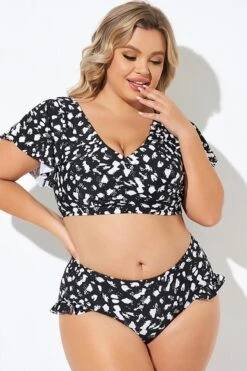 Mono Spot Flutter Sleeve Wrap Bikini Top 10 Mono Spot Flutter Sleeve Wrap Bikini Top -Trendy Bikini Set Sales Store b debk142001 6