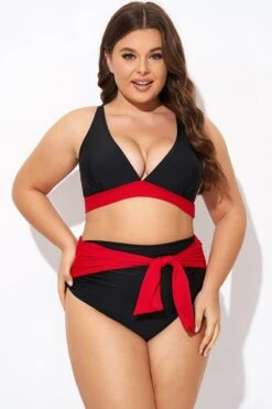 Black And Red V Neck Bikini Top -Trendy Bikini Set Sales Store b debk144001 4