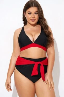 Black And Red V Neck Bikini Top -Trendy Bikini Set Sales Store b debk144001 6
