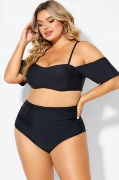 Featured Products 13 Black Lace Up Off The Shoulder Ruffle Bikini Top