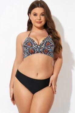 Tribal Pattern Twist Halter Sexy Bikini Top -Trendy Bikini Set Sales Store b debk146001 4