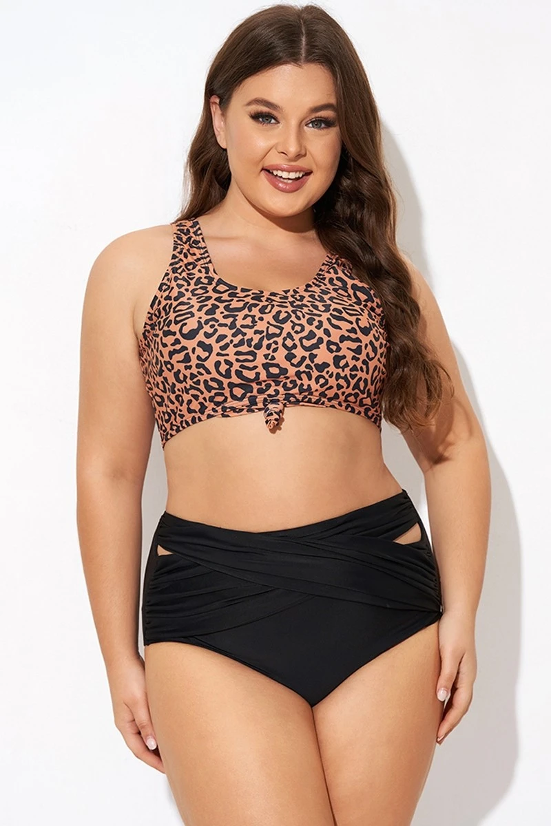 Leopard Print Scoop Neck Front Women Bikini Top 4 Leopard Print Scoop Neck Front Women Bikini Top - Image 4