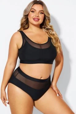 Double Up Mesh Patchwork Solid Bikini Top -Trendy Bikini Set Sales Store b debk150001 6