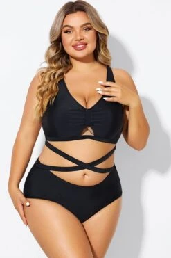 Black Plus Size With Adjustable Straps Sexy Bikini Top -Trendy Bikini Set Sales Store b debk151001 3