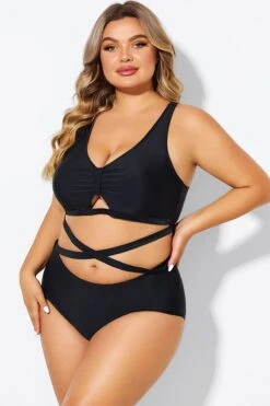 Black Plus Size With Adjustable Straps Sexy Bikini Top -Trendy Bikini Set Sales Store b debk151001 4