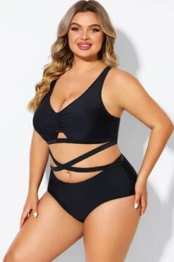 Black Plus Size With Adjustable Straps Sexy Bikini Top -Trendy Bikini Set Sales Store b debk151001 5