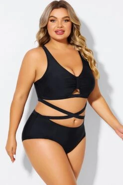 Black Plus Size With Adjustable Straps Sexy Bikini Top -Trendy Bikini Set Sales Store b debk151001 6