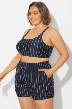 Plus Size Black & White Pinstripe Bikini Top 9 Plus Size Black & White Pinstripe Bikini Top -Trendy Bikini Set Sales Store b debk154001 4