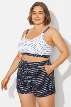 Plus Size Polka Dots Square Neck Bikini Top -Trendy Bikini Set Sales Store b debk154004 3