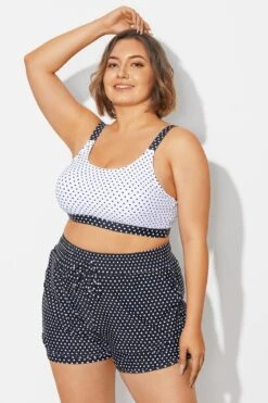 Plus Size Polka Dots Square Neck Bikini Top -Trendy Bikini Set Sales Store b debk154004 4