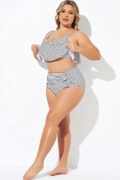 Black And White Stripes Hight Waist Bottom 6 Black And White Stripes Hight Waist Bottom -Trendy Bikini Set Sales Store b debt040011 3