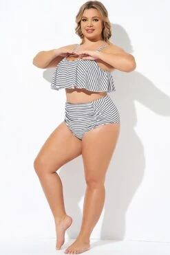 Black And White Stripes Hight Waist Bottom 7 Black And White Stripes Hight Waist Bottom -Trendy Bikini Set Sales Store b debt040011 4