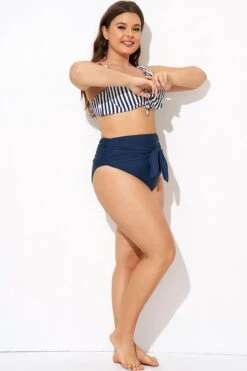 Striped Tie Front Women Bikini Bottom 5 Striped Tie Front Women Bikini Bottom -Trendy Bikini Set Sales Store b debt049004 3