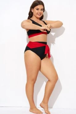 Black And Red High Waisted Bikini Bottom -Trendy Bikini Set Sales Store b debt049005 4