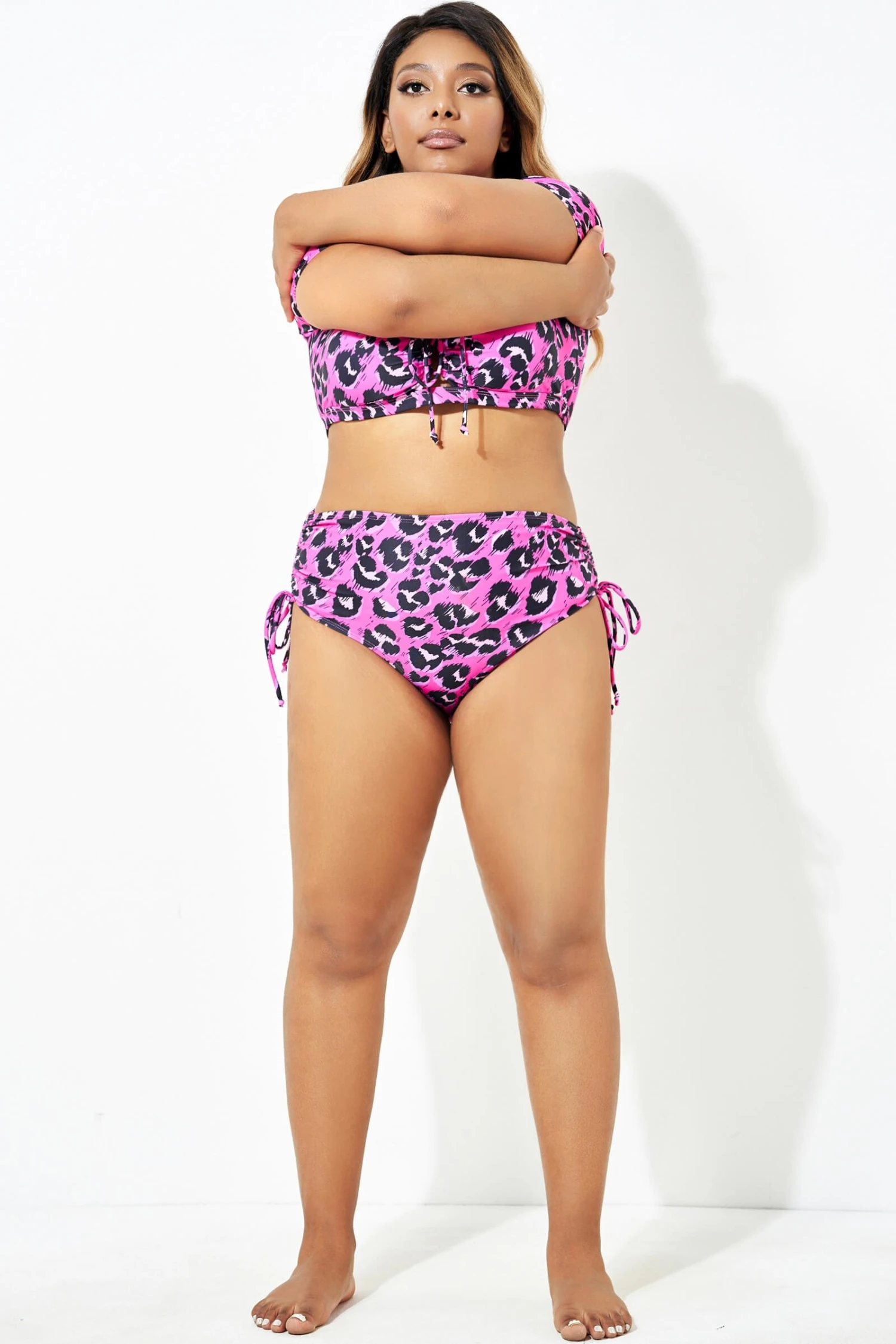 Pink Leopard Print Swim Bottom For Lady 4 Pink Leopard Print Swim Bottom For Lady - Image 4