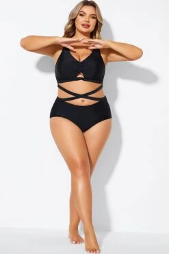 Black Tie Across Front Sexy Swim Bottoms -Trendy Bikini Set Sales Store b debt061001 3