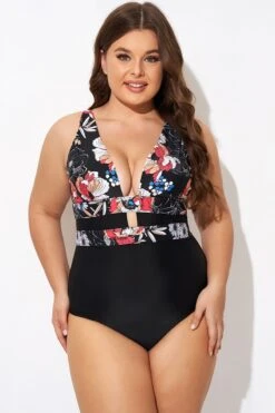Floral Print Cut Out One Piece Swimsuit 8 Floral Print Cut Out One Piece Swimsuit -Trendy Bikini Set Sales Store b deop032001 3