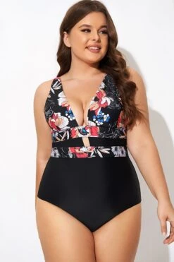 Floral Print Cut Out One Piece Swimsuit 9 Floral Print Cut Out One Piece Swimsuit -Trendy Bikini Set Sales Store b deop032001 4