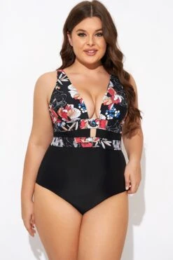 Floral Print Cut Out One Piece Swimsuit 10 Floral Print Cut Out One Piece Swimsuit -Trendy Bikini Set Sales Store b deop032001 5