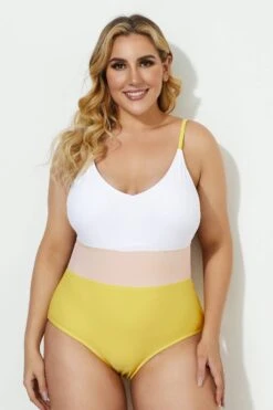 V-neck Color Block Stripe One Piece Swimsuit 6 V-neck Color Block Stripe One Piece Swimsuit -Trendy Bikini Set Sales Store b deop086001 3