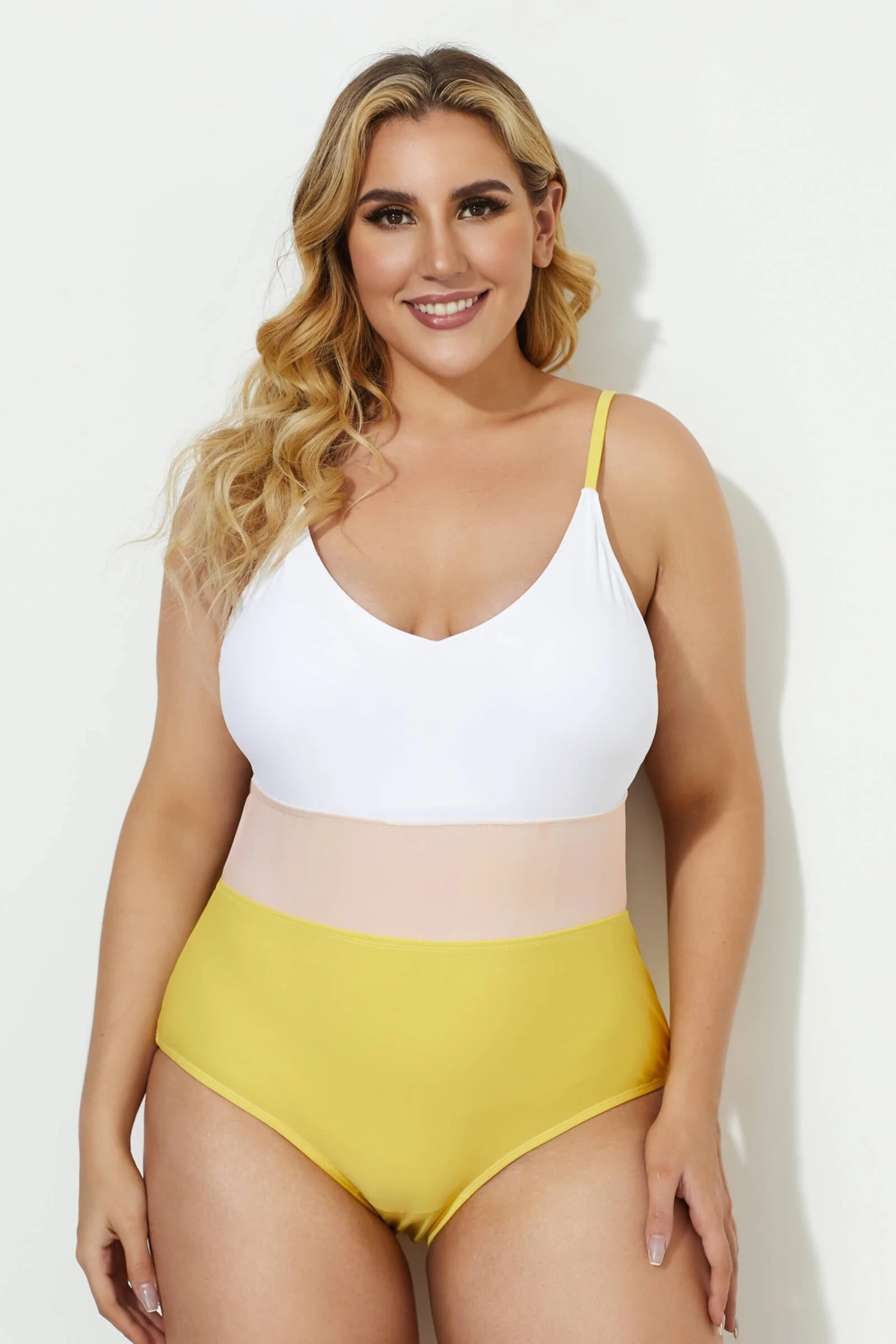 V-neck Color Block Stripe One Piece Swimsuit 3 V-neck Color Block Stripe One Piece Swimsuit - Image 3