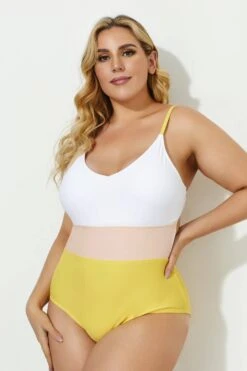 V-neck Color Block Stripe One Piece Swimsuit 7 V-neck Color Block Stripe One Piece Swimsuit -Trendy Bikini Set Sales Store b deop086001 4