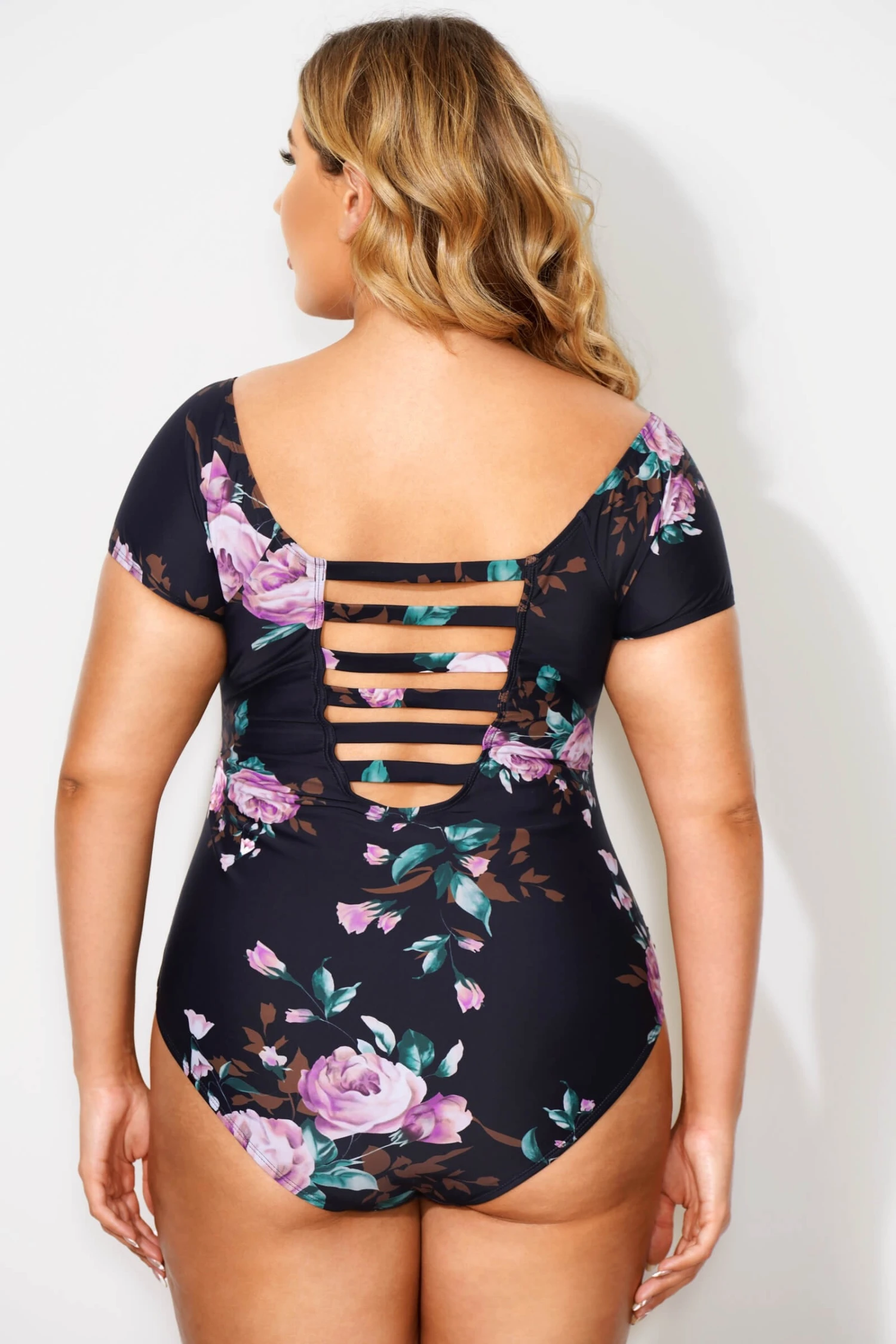 Flower Printed Elastic Women One Piece Swimsuit 2 Flower Printed Elastic Women One Piece Swimsuit - Image 2