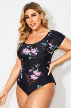 Flower Printed Elastic Women One Piece Swimsuit 6 Flower Printed Elastic Women One Piece Swimsuit -Trendy Bikini Set Sales Store b deop090005 3