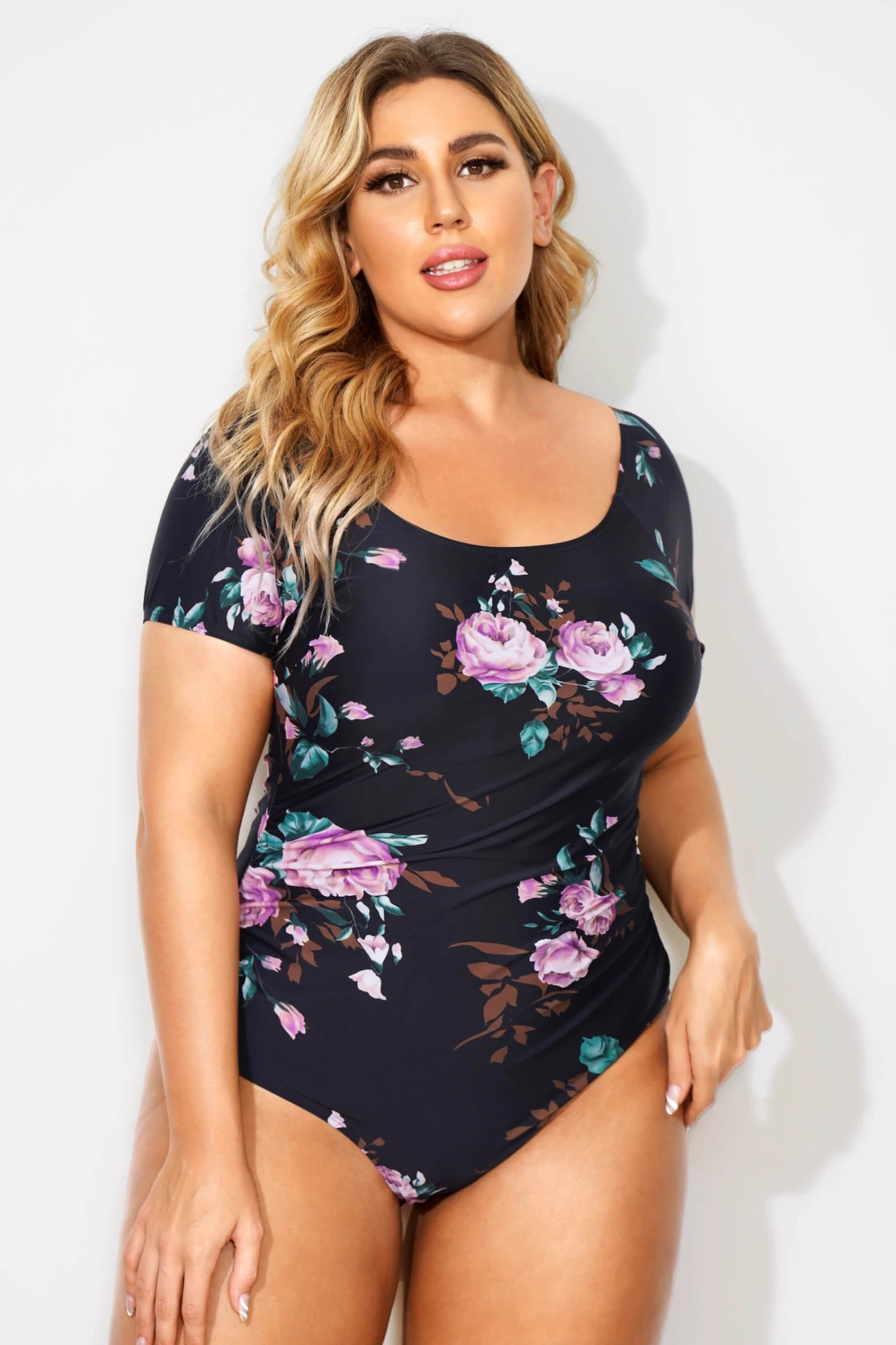 Flower Printed Elastic Women One Piece Swimsuit 4 Flower Printed Elastic Women One Piece Swimsuit - Image 4