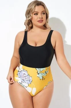 Floral Print Cutout Low Waist One Piece Swimsuit