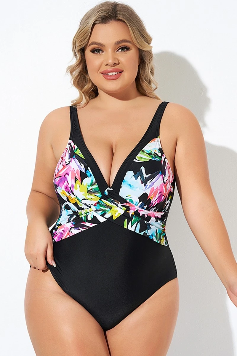 Elegant Flower Print V-neckline One Piece Swimsuit 6 Elegant Flower Print V-neckline One Piece Swimsuit - Image 6