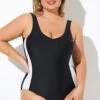 Black And White White Inserts Lady One Piece Swimsuit