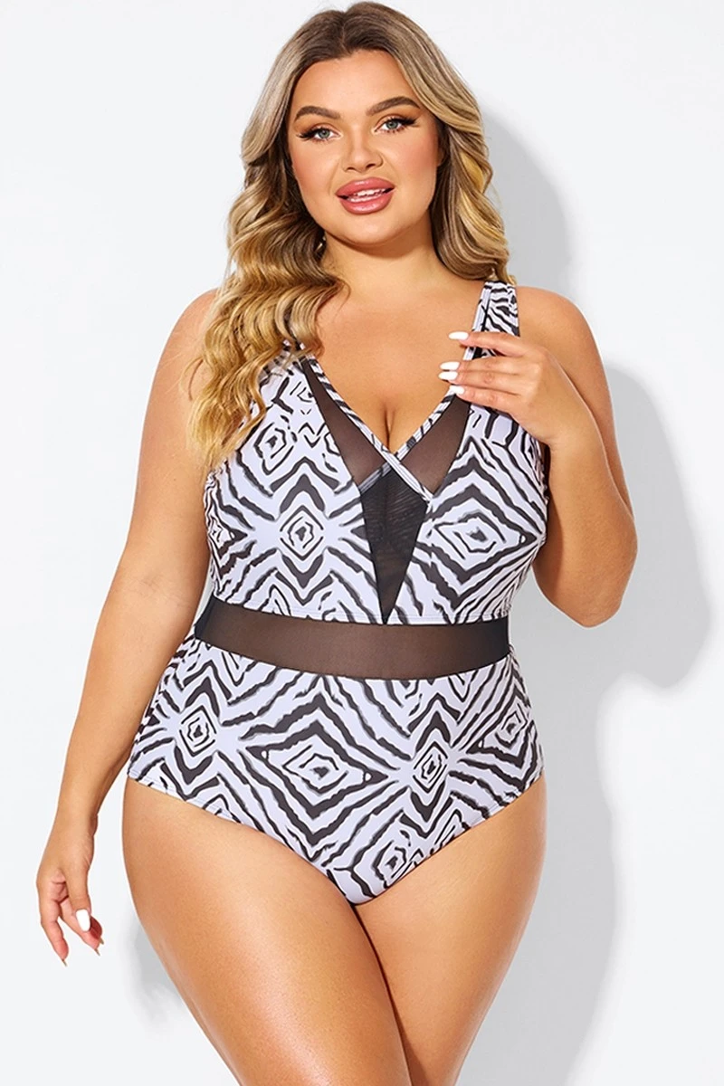 Plunging V-front And Back Mesh One Piece Swimsuit 3 Plunging V-front And Back Mesh One Piece Swimsuit - Image 3
