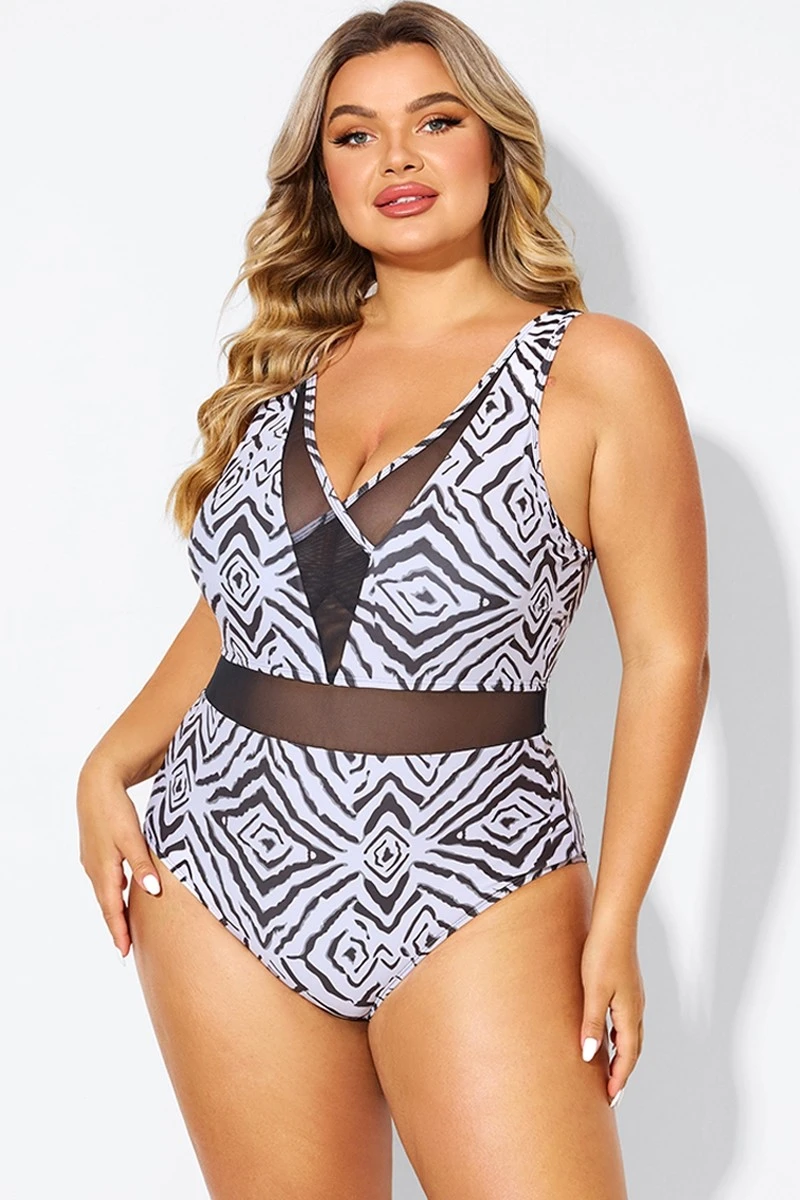 Plunging V-front And Back Mesh One Piece Swimsuit 4 Plunging V-front And Back Mesh One Piece Swimsuit - Image 4