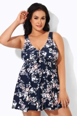 Floral Print Lotus Tie Front Women's Swimdress 7 Floral Print Lotus Tie Front Women's Swimdress -Trendy Bikini Set Sales Store b desd001008 4