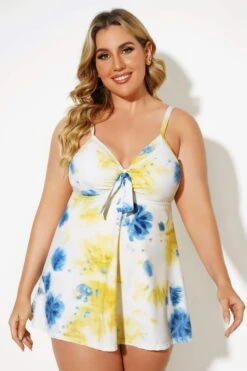 Tie Dye Backless Tie Front Sexy Swimdress -Trendy Bikini Set Sales Store b desd006001 4
